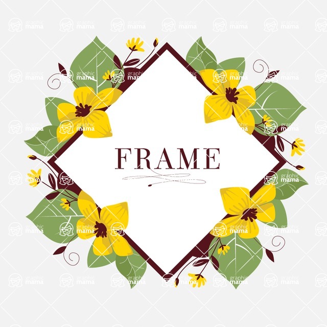 Nature Backgrounds, Patterns and Frames Themed Graphic Collection - Beautiful Flowers Natural Vector Frame
